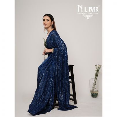 Azure Blue Georgette Saree