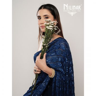 Azure Blue Georgette Saree
