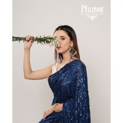 Azure Blue Georgette Saree