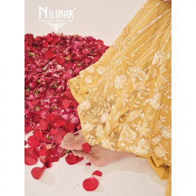 Yellow Net Palazzo Suit