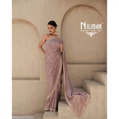 Faded Purple Georgette Saree