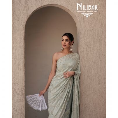 Baby Blue Georgette Saree