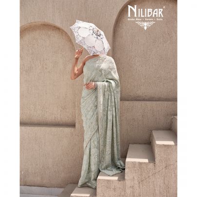 Baby Blue Georgette Saree