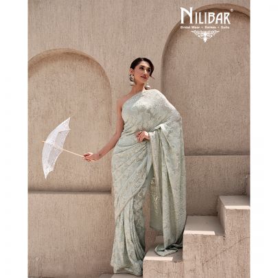 Baby Blue Georgette Saree