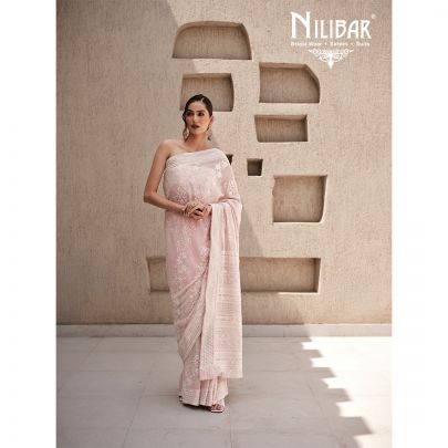 Baby Pink Georgette Saree