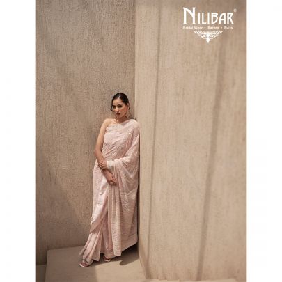 Baby Pink Georgette Saree
