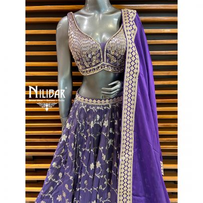 Purple Organza Lehenga