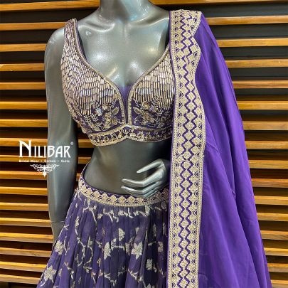Purple Organza Lehenga