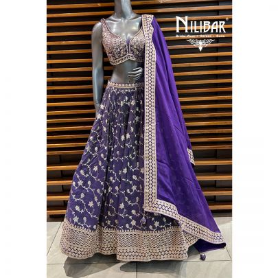 Purple Organza Lehenga