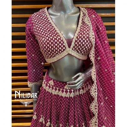 Dark Fuchsia Georgette Lehenga