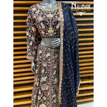 Midnight Blue Georgette Lehenga