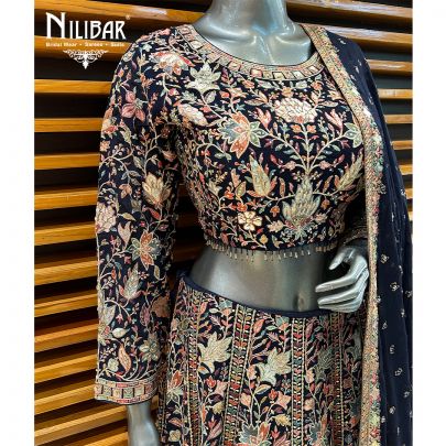 Midnight Blue Georgette Lehenga