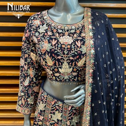 Midnight Blue Georgette Lehenga