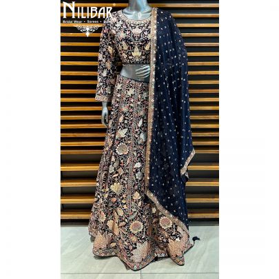 Midnight Blue Georgette Lehenga