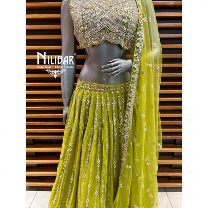Apple Green Georgette Lehenga