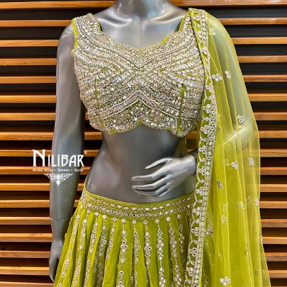 Apple Green Georgette Lehenga