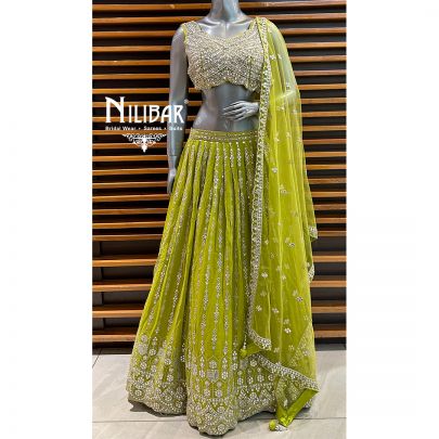 Apple Green Georgette Lehenga