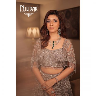 Grey Net Embroidered Lehenga