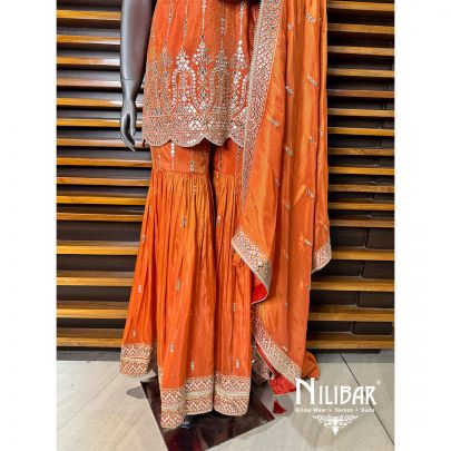 Orange Silk Garara Suit