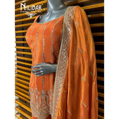 Orange Silk Garara Suit