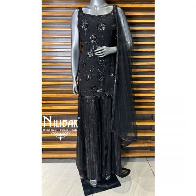 Black Georgette Palazzo Suit