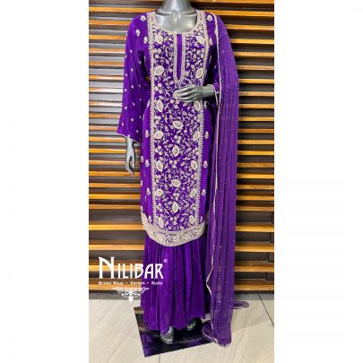 Purple Chinon Garara Suit