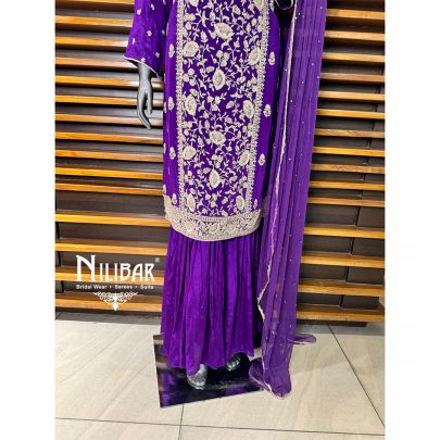 Purple Chinon Garara Suit