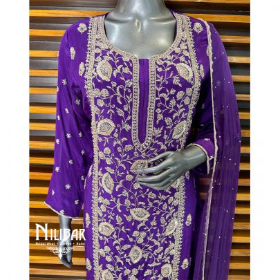 Purple Chinon Garara Suit