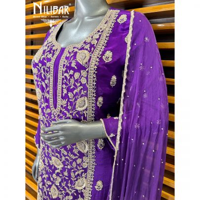 Purple Chinon Garara Suit