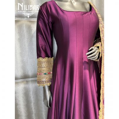 Grape Purple Silk Anarkali Suit