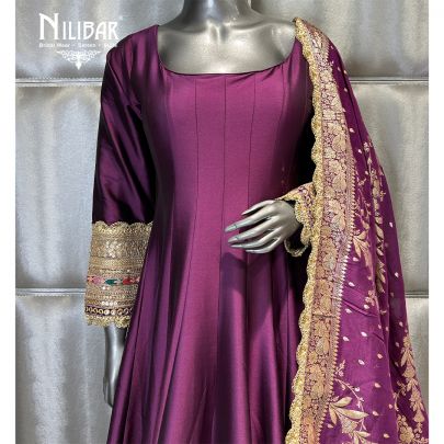 Grape Purple Silk Anarkali Suit