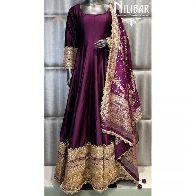 Grape Purple Silk Anarkali Suit