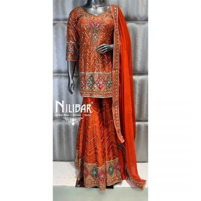 Orange Silk Garara Suit