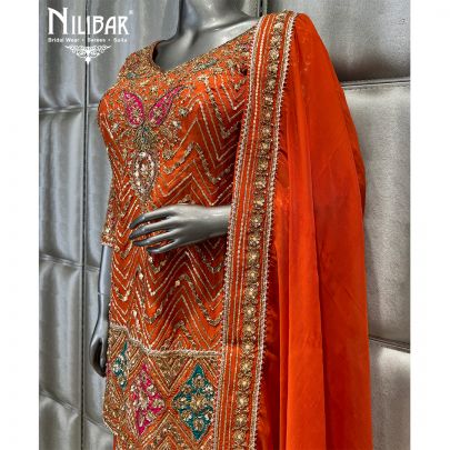 Orange Silk Garara Suit