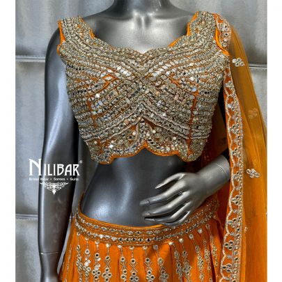 Orange Georgette Lehenga