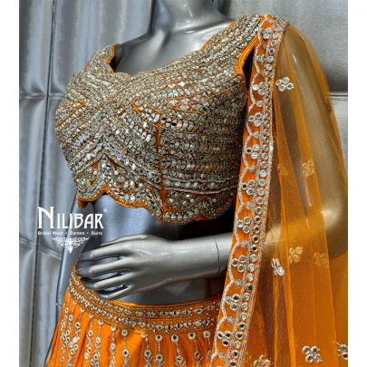 Orange Georgette Lehenga