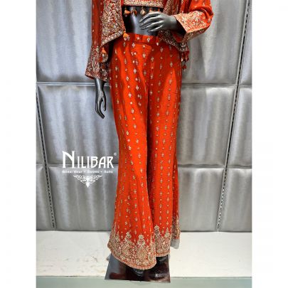 Orange Georgette Three Piece Set