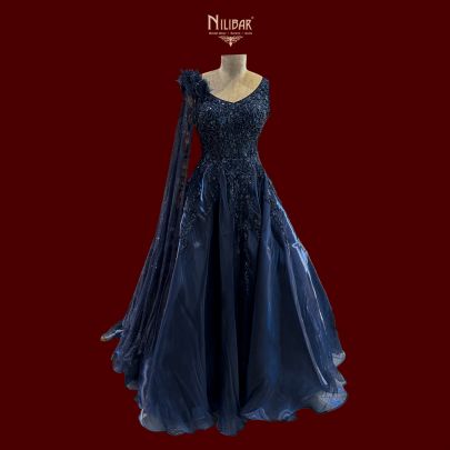 Navy Blue Tissue Gown