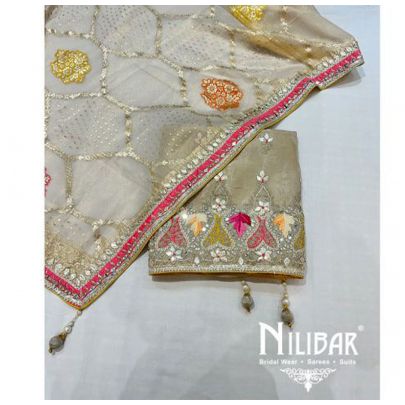 Olive Green Georgette Unstitched Suit