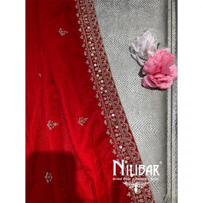 Red Micro Velevet Embroidered Dupatta