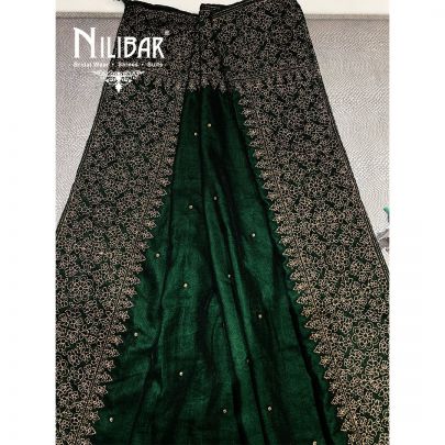Green Micro Velevet Embroidered Dupatta