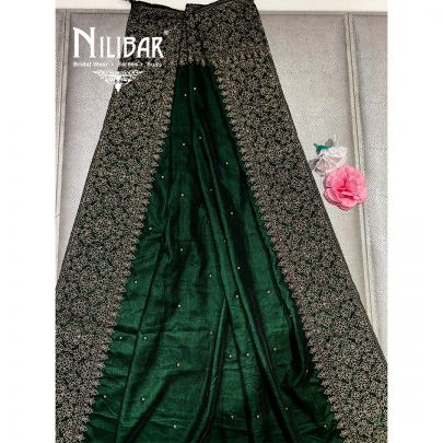 Green Micro Velevet Embroidered Dupatta