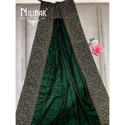 Green Micro Velevet Embroidered Dupatta