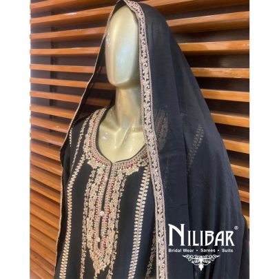 Black Chinon Net Salwar Suit