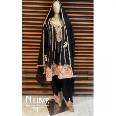 Black Chinon Net Salwar Suit
