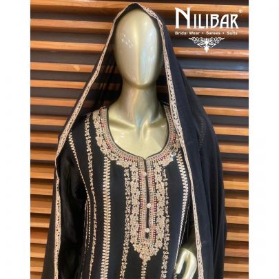 Black Chinon Net Salwar Suit