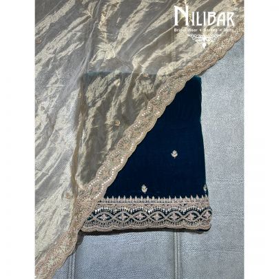 Royal Blue Velvet Unstitched Suit