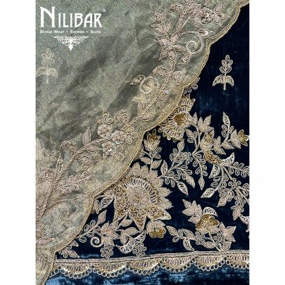 Navy Blue Velvet Unstitched Suit