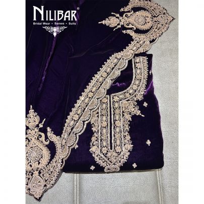 Voilet Velvet Unstitched Suit