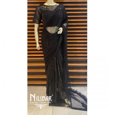 Black Net Saree